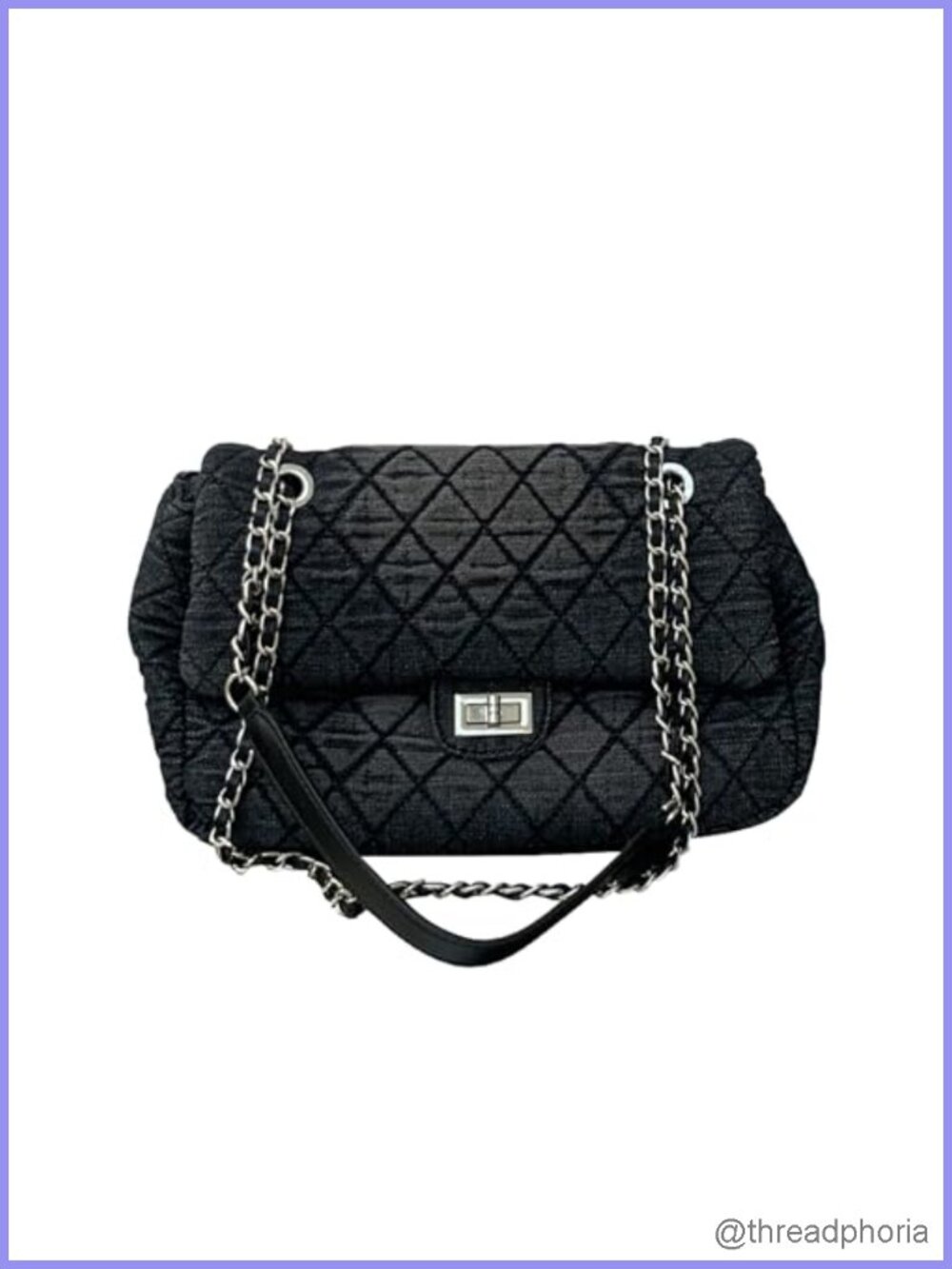 Quilted Denim Hobo Bag Chain Strap Crossbody Tote Purse Flap